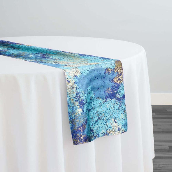 Jacquard Table Runner in Turquoise - 20"x120" Runner